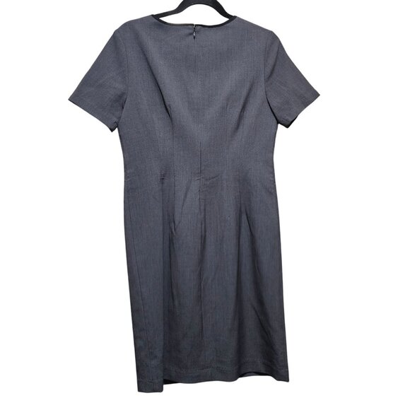 Elie Tahari Gray Sheath Dress Womens Size 8 Short Sleeve Polyester Blend Back Zi - Picture 2 of 12